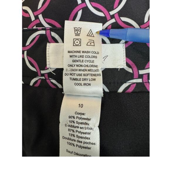 Greg Norman Golf Skort Size 10 Black Pink & White Links Side Zipper Slip Pockets - Picture 5 of 7